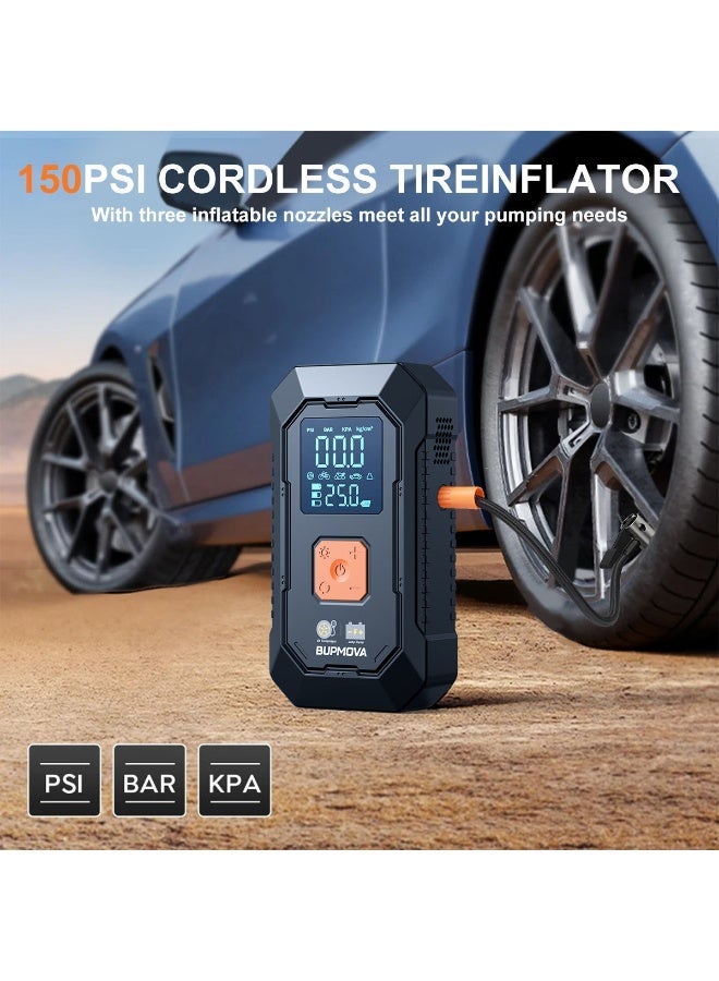 Ramadan Road Trip Essential | Wireless Air Compressor Tire Inflator, Compatible with Cars/Bikes/Power Bank Adapters, Portable High-Pressure Pump - Image 2